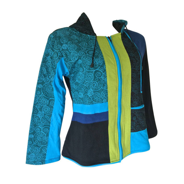 Veste Tika Mandalas Polaire et Jersey Bleu