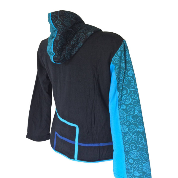 Veste Tika Mandalas Polaire et Jersey Bleu