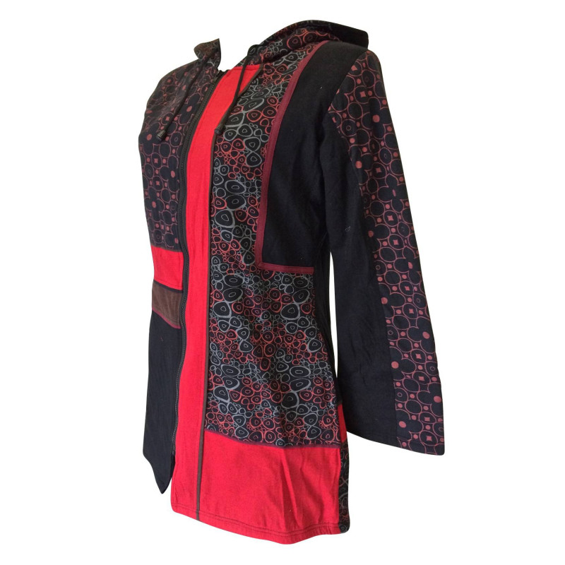 Manteau Dakara Imprimé Ethnique Rouge