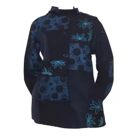 Manteau Betiny Col Imperial Noir et Bleu Canard