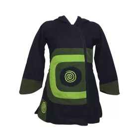 Manteau Ethnique Capuche Lutin Noir et Kaki