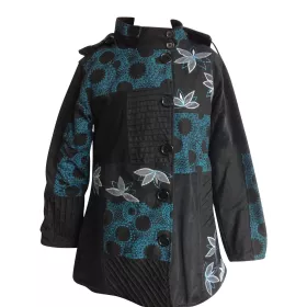 Manteau Betiny Col Imperial Noir et Pétrole