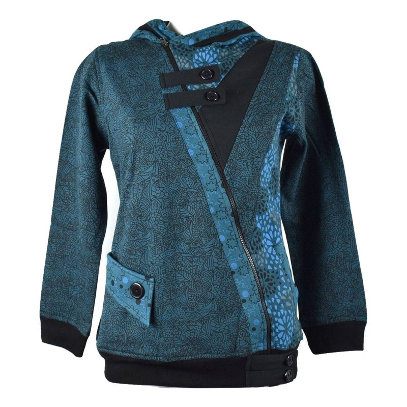 Sweater Ethnique Femme Bajura Bleu Pétrole