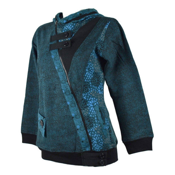Sweater Ethnique Femme Bajura Bleu Pétrole