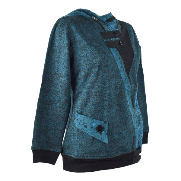 Sweater Ethnique Femme Bajura Bleu Pétrole