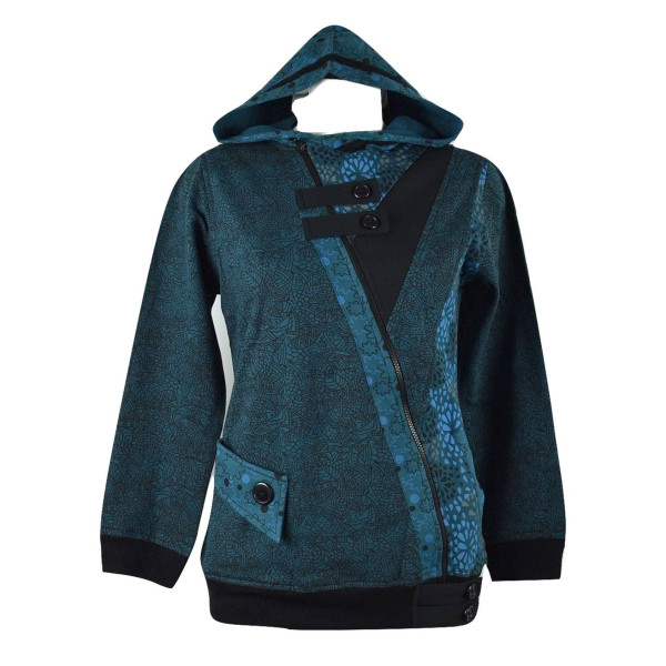 Sweater Ethnique Femme Bajura Bleu Pétrole