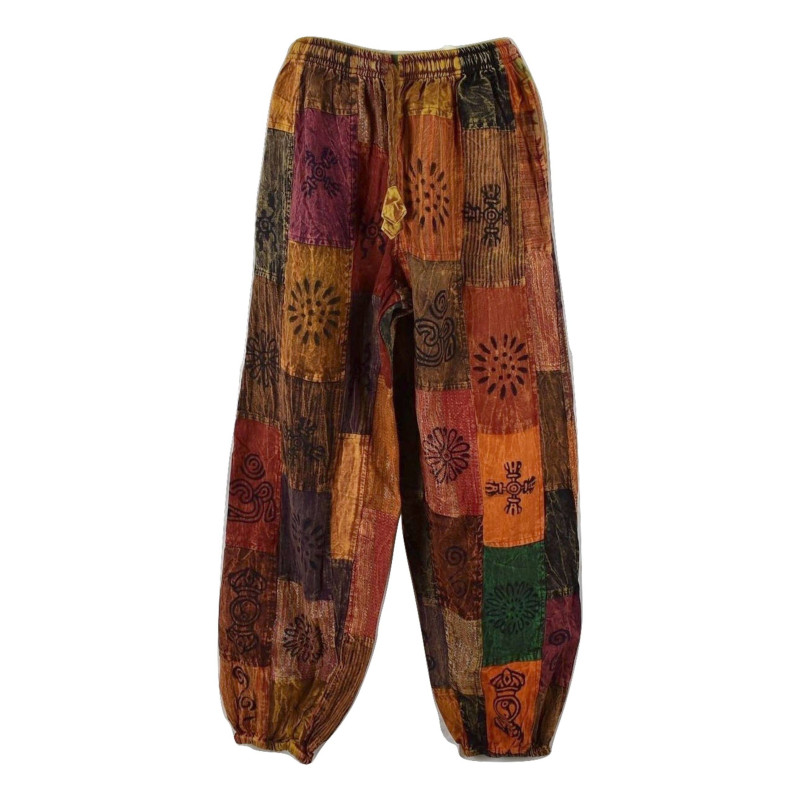 Pantalon Kareti Patchwork Stonewash et Block Print Pantalon Kareti Patchwork Stonewash et Block Print