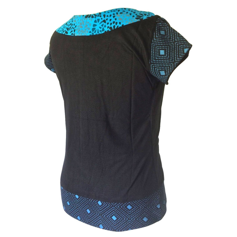 T-Shirt Raghia Jersey Fluide Imprimé Turquoise