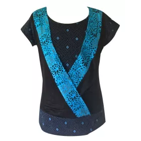 T-Shirt Raghia Jersey Fluide Imprimé Turquoise