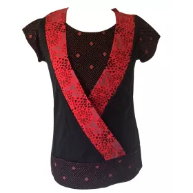 T-Shirt Raghia Jersey Fluide Imprimé Rouge