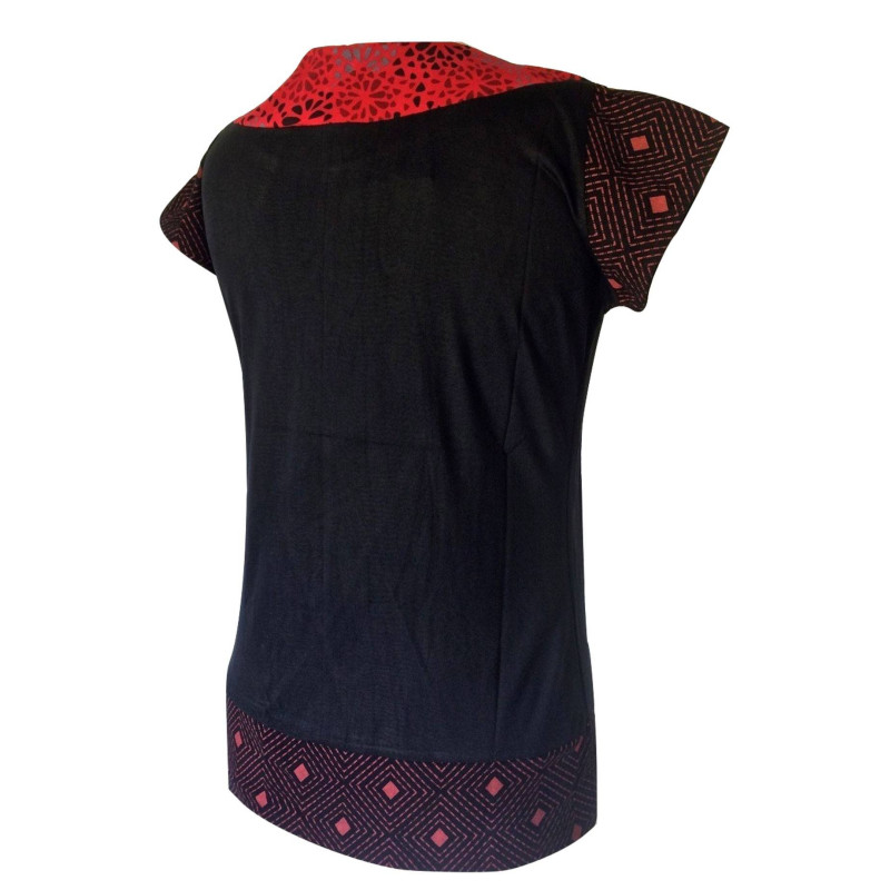 T-Shirt Raghia Jersey Fluide Imprimé Rouge