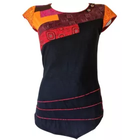 T-Shirt Naya Patchwork Jersey Imprimé Graphique Rouge