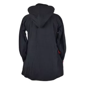 Manteau Femme Sagra Capuche Amovible Noir et Rouge