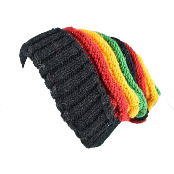 Bonnet Long Nalma Laine Tricotée Couleur Rasta pour Homme