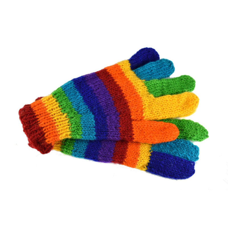 Gants Kolki Laine Tricotée Rainbow doublé polaire