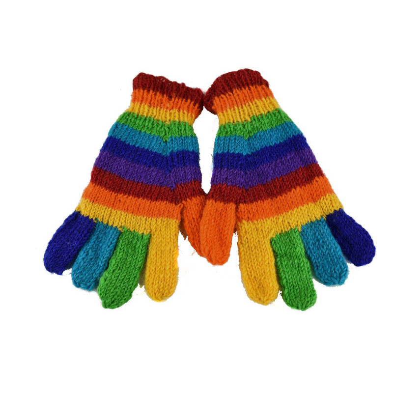 Gants Kolki Laine Tricotée Rainbow doublé polaire