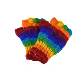 Gants Mitaines Gundu Laine Tricotée Rainbow doublé polaire