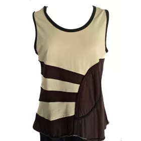 Top Jersey Ton Écru et Choco spirale décorative.