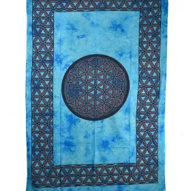 Tenture Mandala Tie Dye 210 cm x 140 cm réf: BC-18/29 Turquoise
