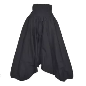 Sarouel Smocks Femme Coton Uni Noir