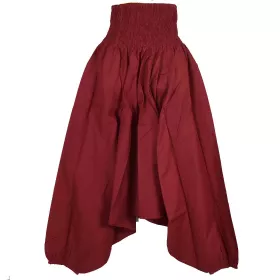 Sarouel Smocks Femme Coton Uni Bordeaux