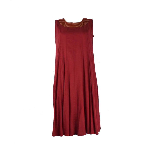 Robe Jaora Sans Manches Viscose Unie Rouge