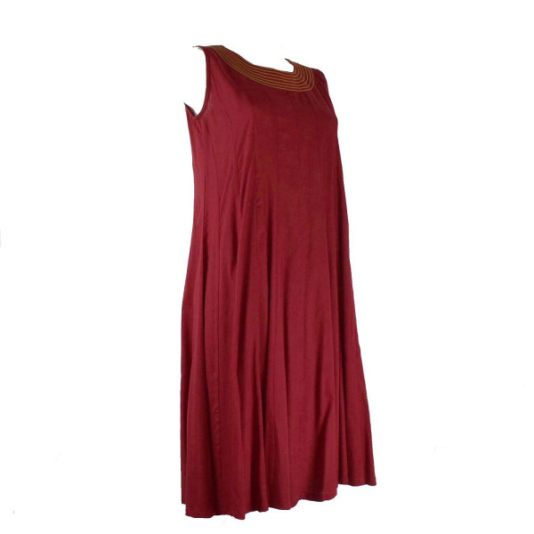 Robe Jaora Sans Manches Viscose Unie Rouge