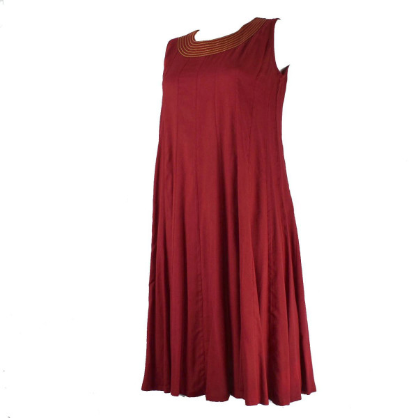 Robe Jaora Sans Manches Viscose Unie Rouge