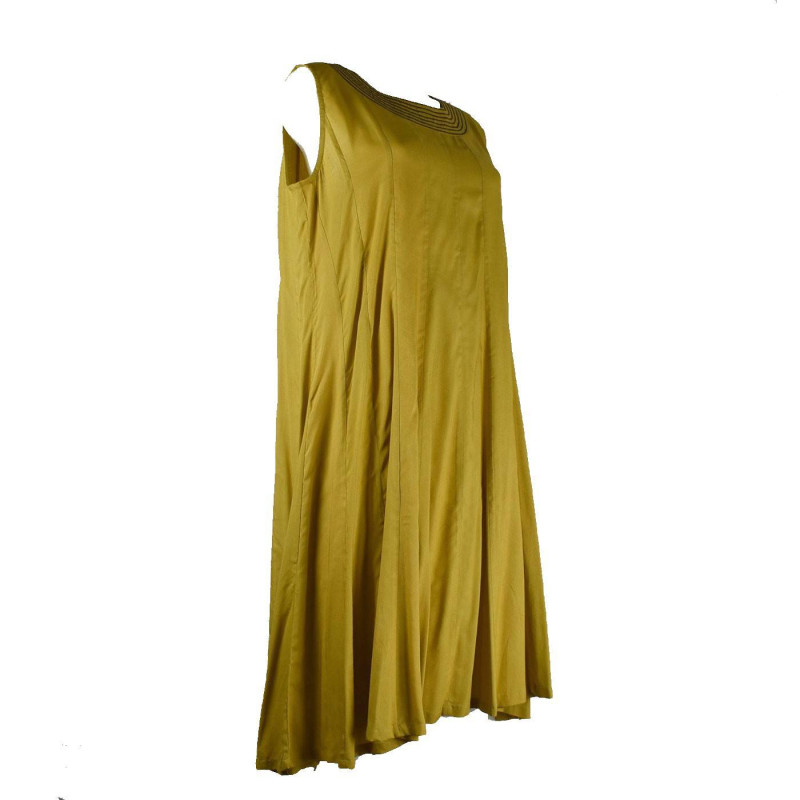 Robe Jaora Sans Manches Viscose Unie Moutarde