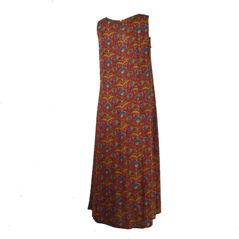 Vanua Robe Longue Viscose Imprimé Koyali Bordeaux