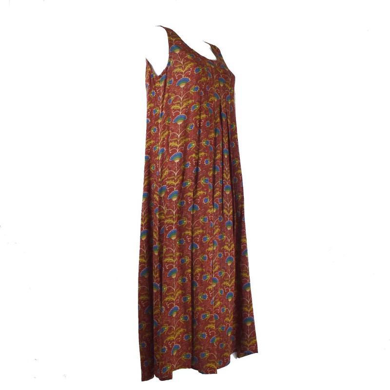 Vanua Robe Longue Viscose Imprimé Koyali Bordeaux