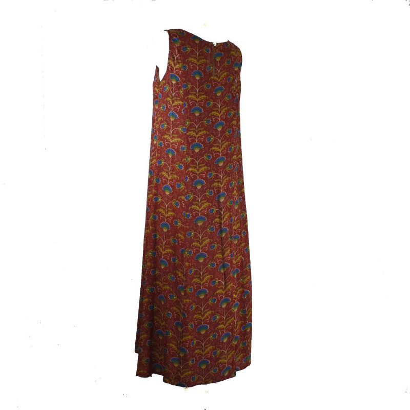 Vanua Robe Longue Viscose Imprimé Koyali Bordeaux