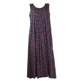 Vanua Robe Longue Viscose Imprimé Koyali Bleu Marine
