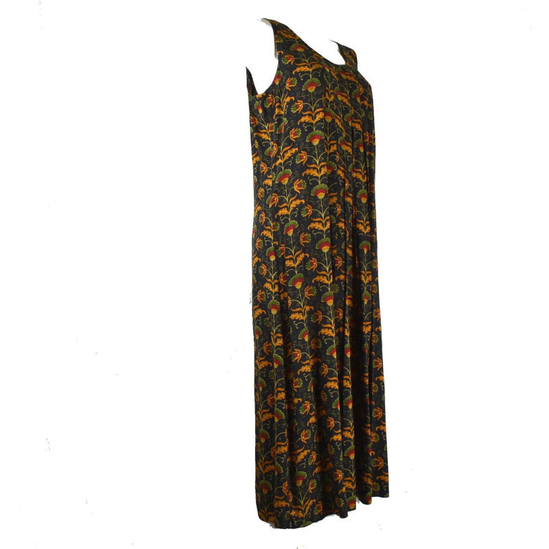 Vanua Robe Longue Viscose Imprimé Koyali Noir