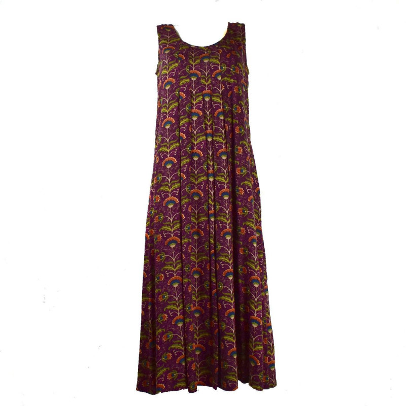 Vanua Robe Longue Viscose Imprimé Koyali Prune Vanua Robe Longue Viscose Imprimé Koyali Prune