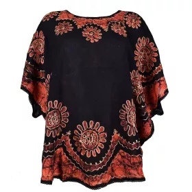 Blouse Poncho Zalebi BT-424 Noir et Orange Brique