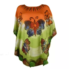 Blouse Poncho Cinq Papillons JK-1972 orange et vert