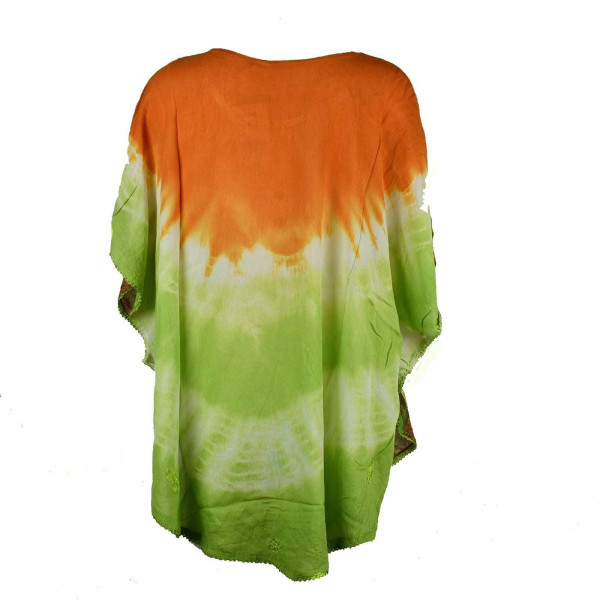 Blouse Poncho Cinq Papillons JK-1972 orange et vert