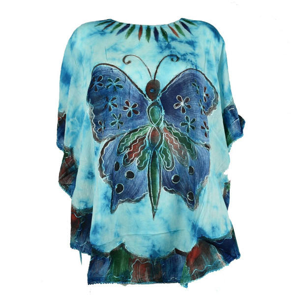 Blouse Tie Dye Grand Papillon Peint JK-1982 Turquoise