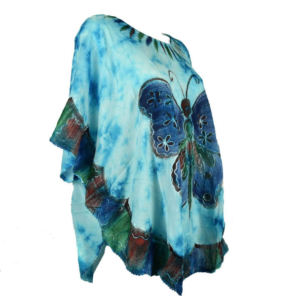 Blouse Tie Dye Grand Papillon Peint JK-1982 Turquoise