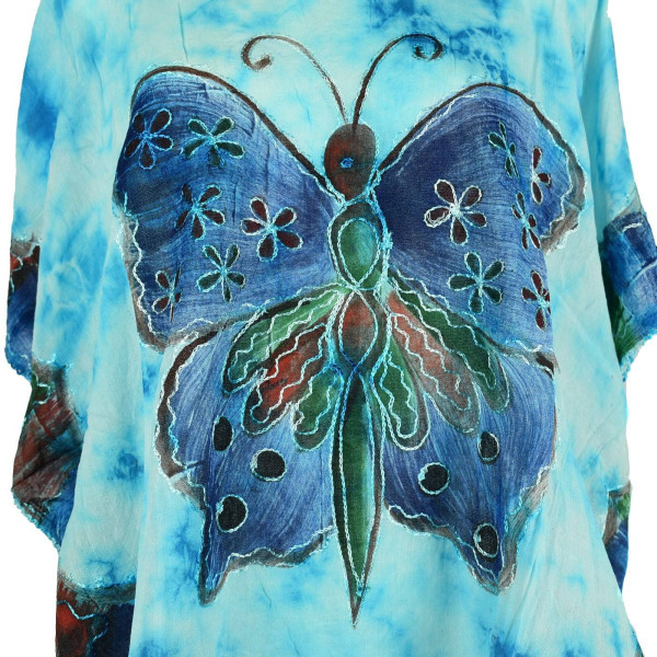 Blouse Tie Dye Grand Papillon Peint JK-1982 Turquoise