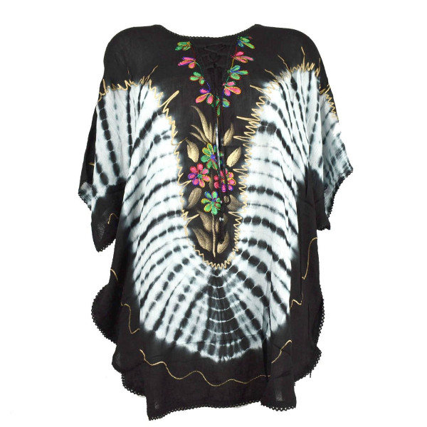 Blouse Poncho Simla Batik Inde JK-1118 Noir