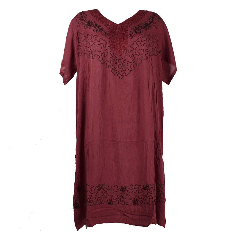 Robe Rajura mi-Manches Uni JK-489 Bordeaux