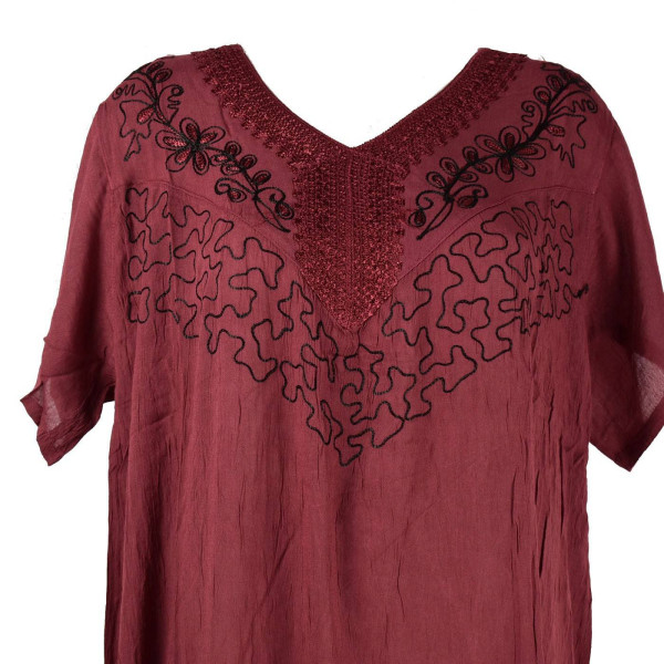 Robe Rajura mi-Manches Uni JK-489 Bordeaux