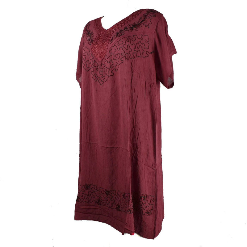 Robe Rajura mi-Manches Uni JK-489 Bordeaux