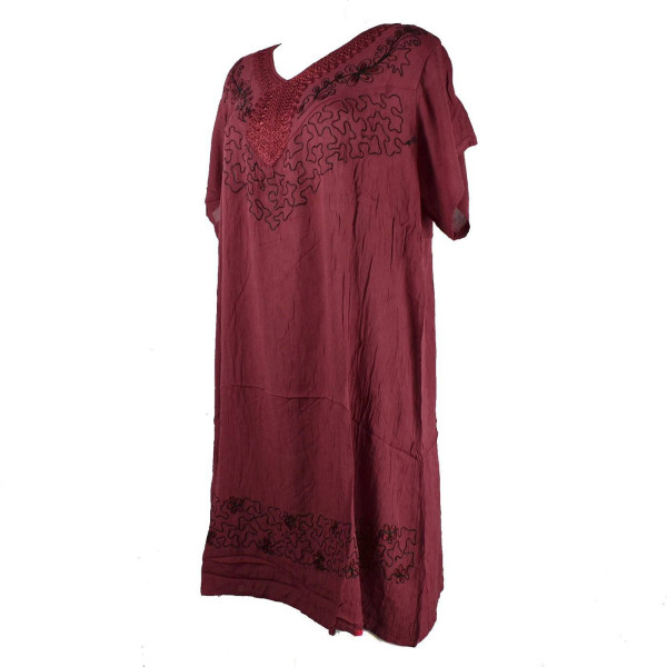 Robe Rajura mi-Manches Uni JK-489 Bordeaux