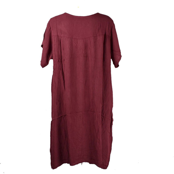 Robe Rajura mi-Manches Uni JK-489 Bordeaux