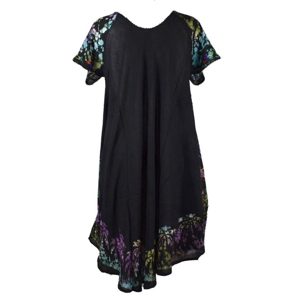 Robe Grande Taille Bonki Noir et Batik Multicolore JK-602/A