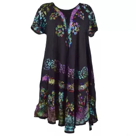 Robe Grande Taille Bonki Noir et Batik Multicolore JK-602/A