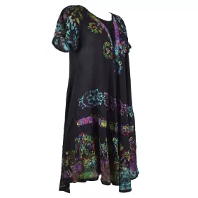 Robe Grande Taille Bonki Noir et Batik Multicolore JK-602/A
